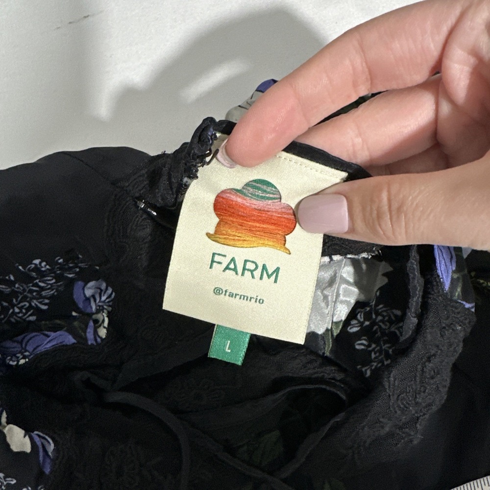 NWD $298 FARM RIO [ Large ] Soft‎ Garden Soft Garden Lace Maxi Dress black U1681 - Picture 4 of 16